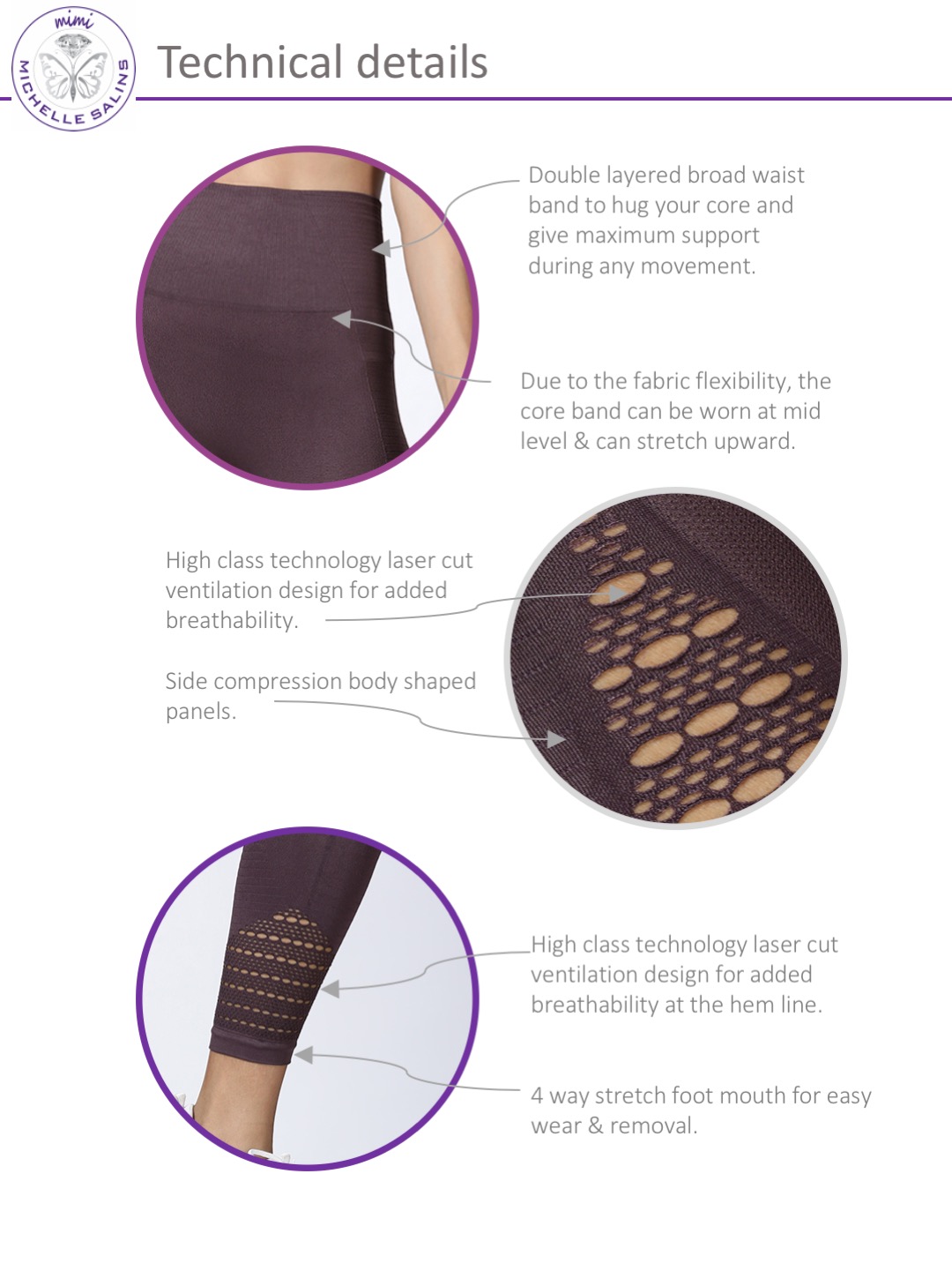 Ventilation Pattern 7/8th Nylon Workout Leggings For Women – Black –  MICHELLE SALINS