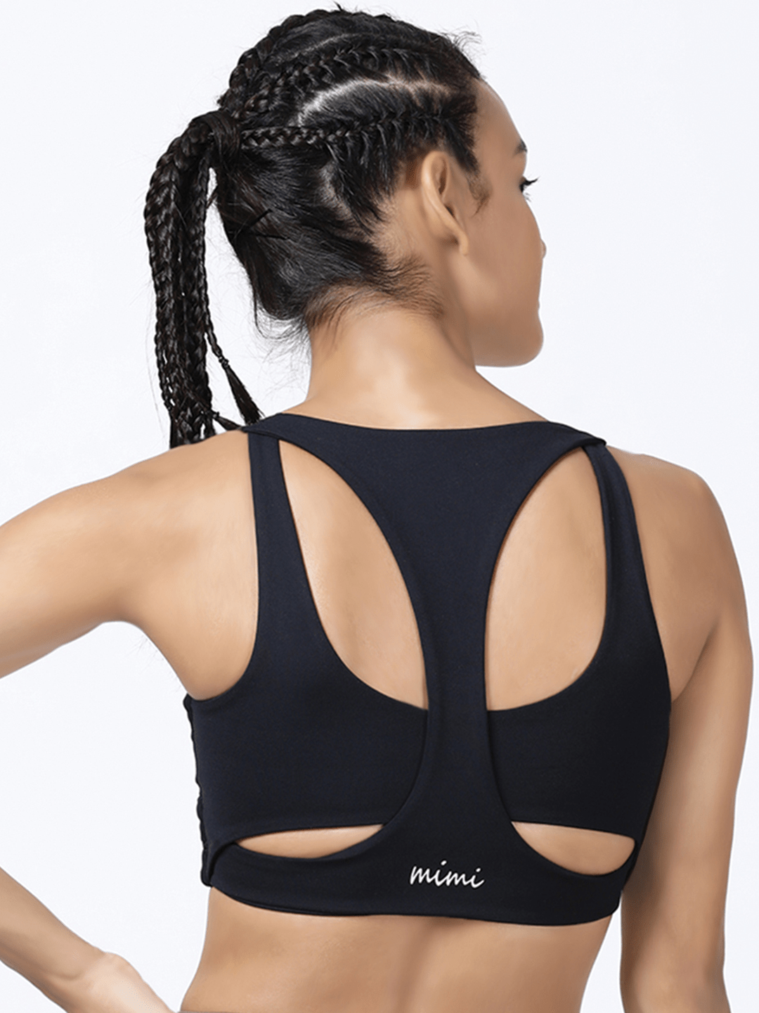High Support Racer Back Nylon Sports Bra For Women – Black