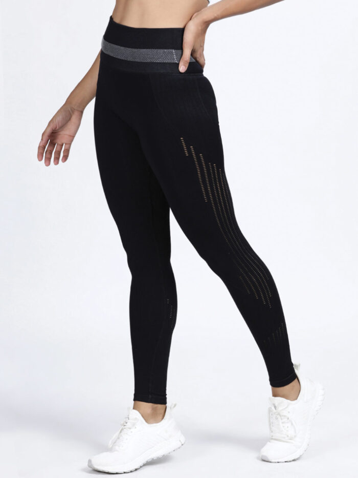 Ventilation Pattern 7/8th Nylon Workout Leggings For Women – Black –  MICHELLE SALINS