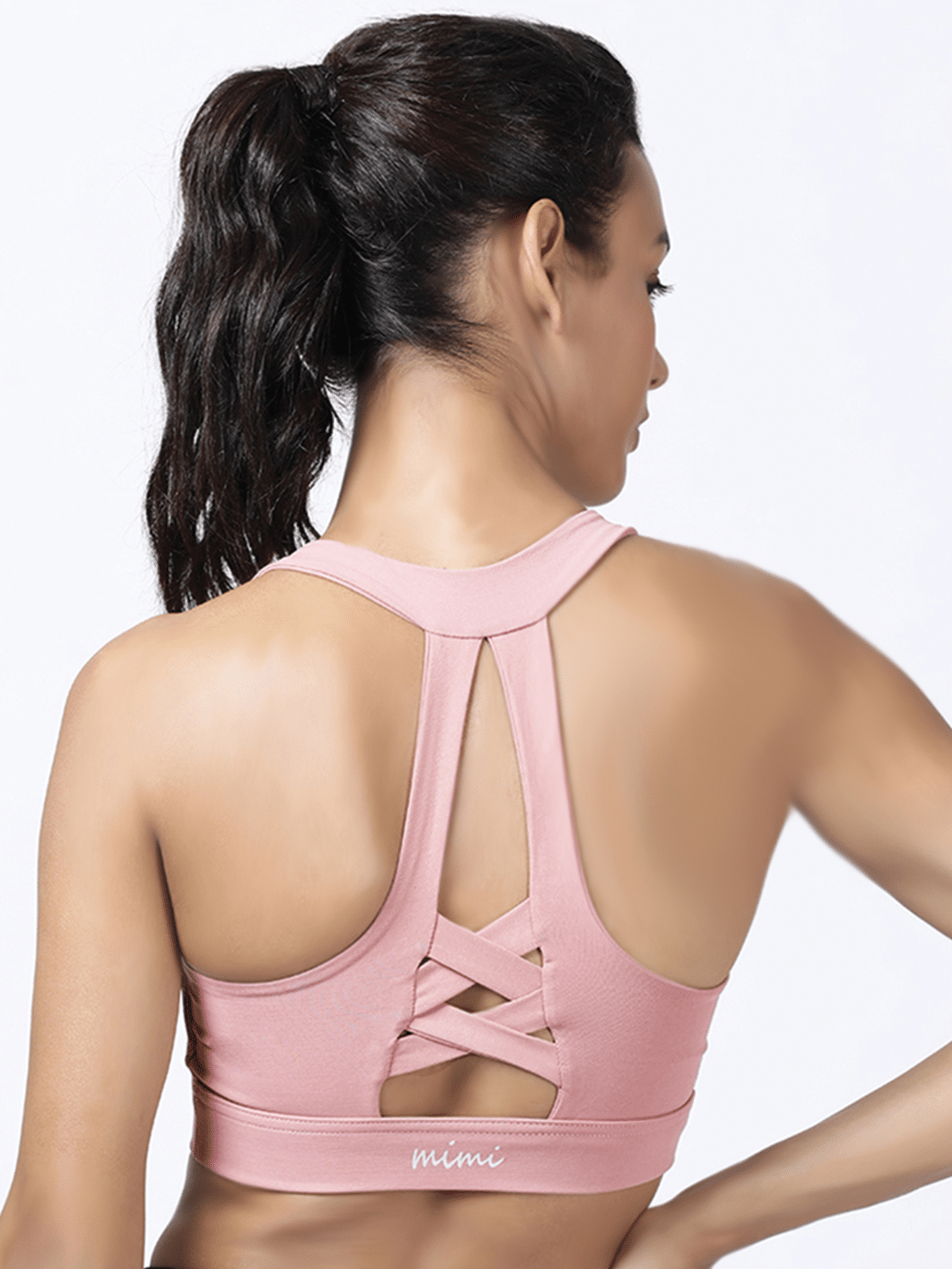 Mimi by Michelle Salins Nylon Criss Cross Back Sports Bra For Women - Victorian Pink