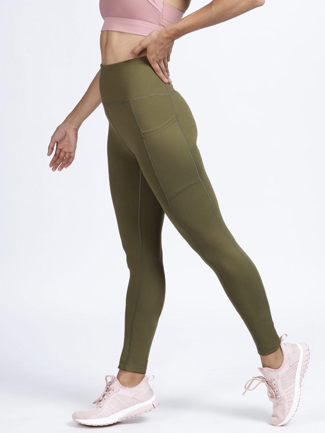 Olive 7/8 length Leggings with Pockets