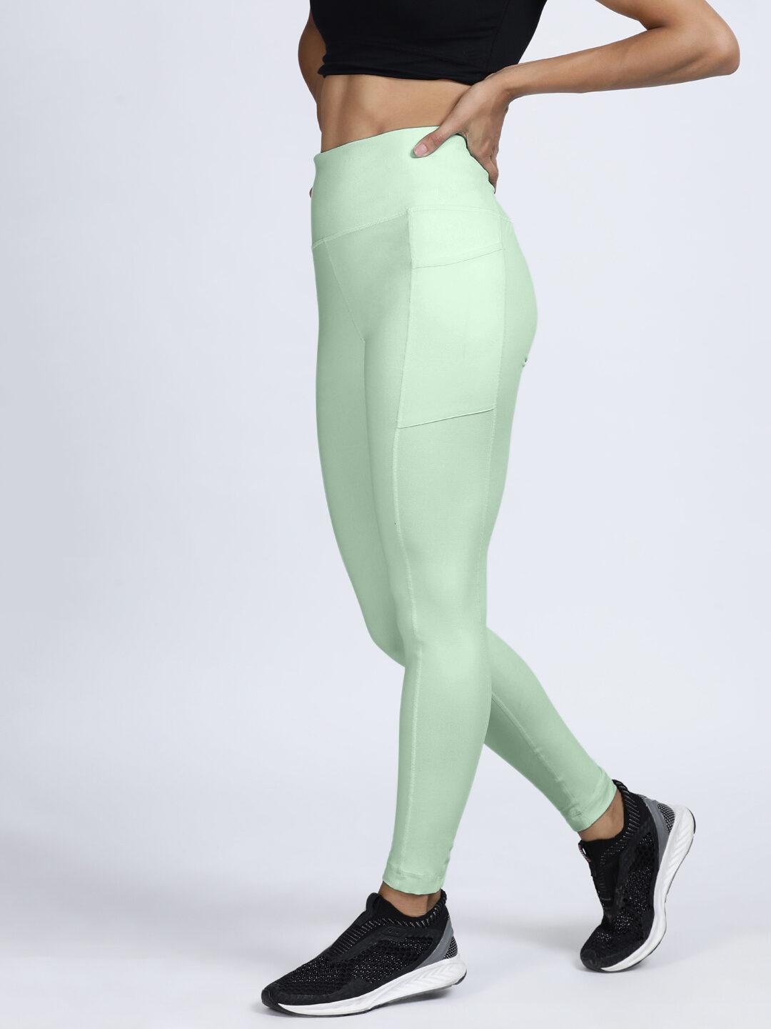 Stash Me In Back Zipper leggings for Women - Mint Green