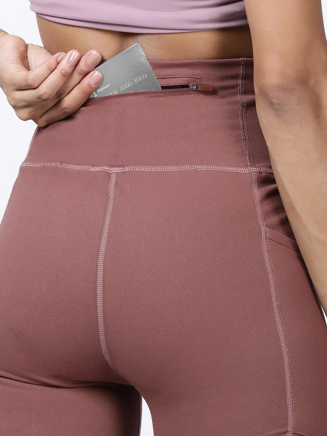 Stash Me In Back Zipper leggings for women – Mauve – MICHELLE SALINS