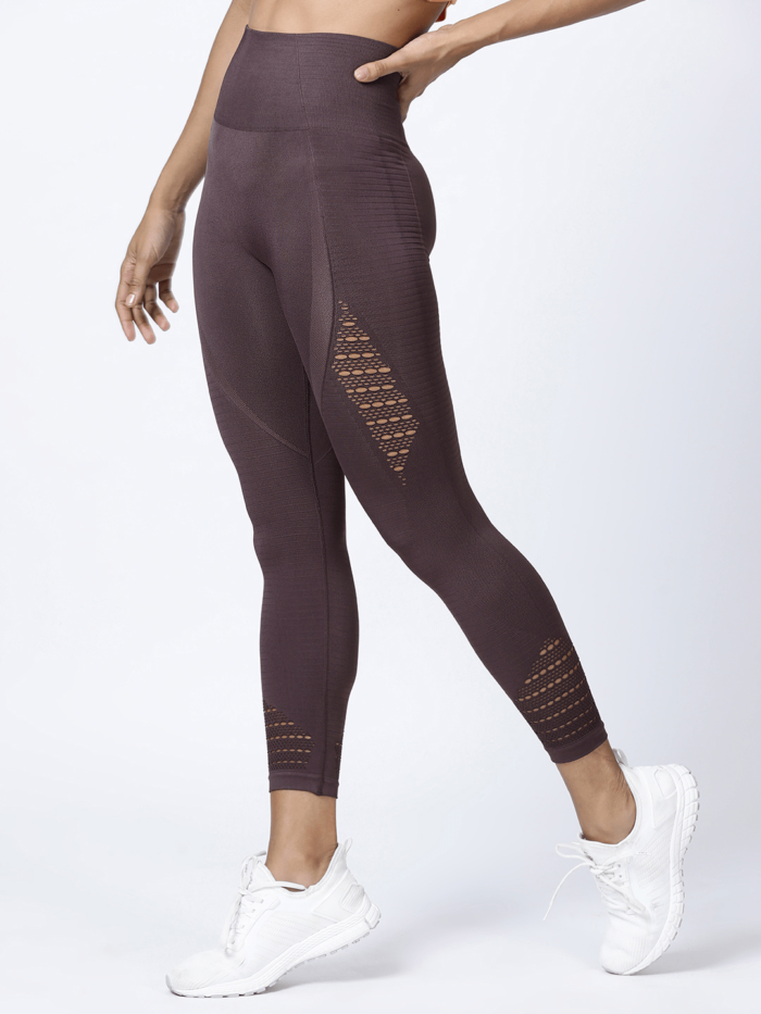 Ventilation Pattern 7/8th nylon workout leggings for women – Grape