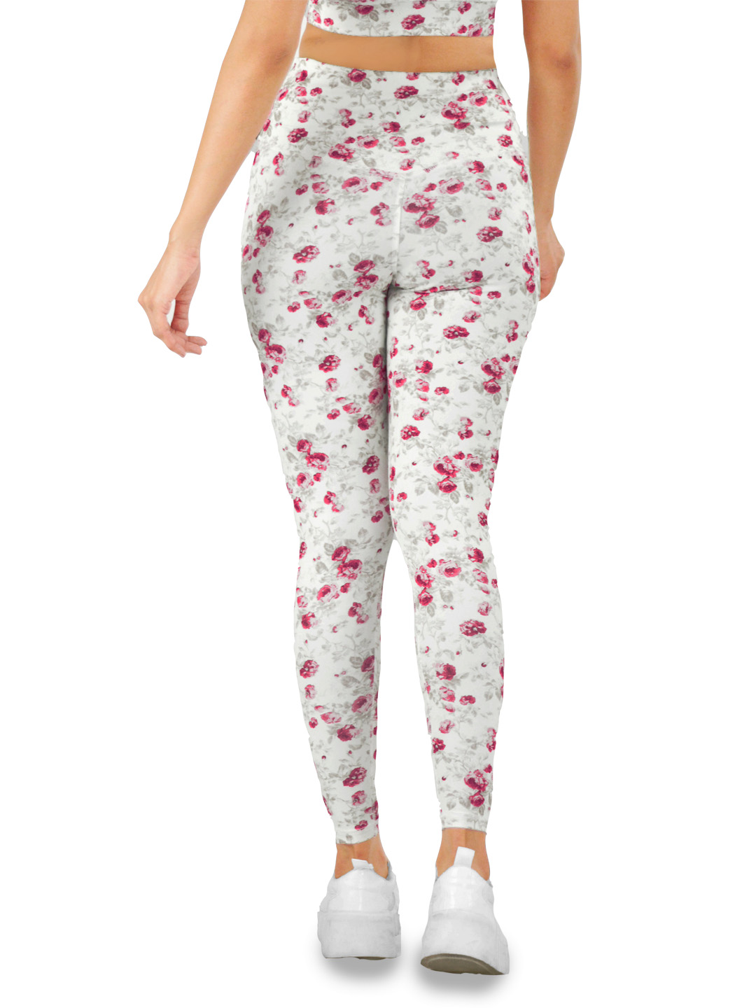 mimi white flower patterned leggings - back view