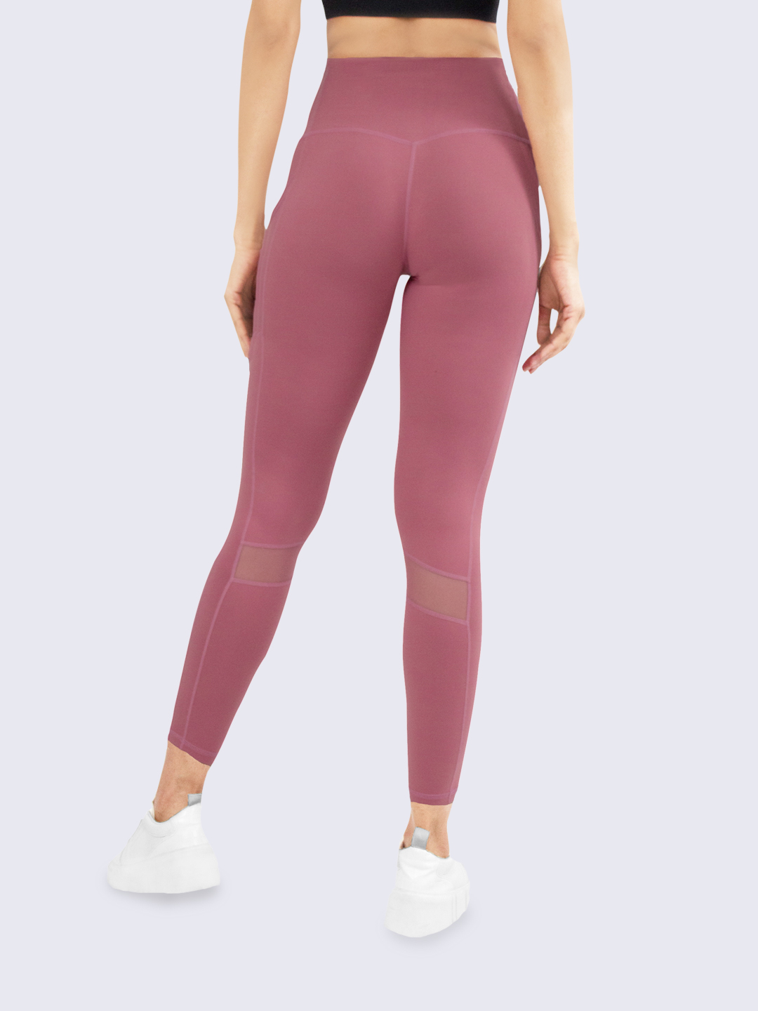 Mimi by Michelle Salins I Look Tall Full Length Nylon Leggings – Pink back view