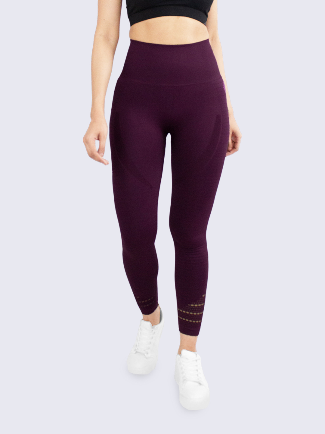 Mimi by Michelle Salins Compression Patterned Ribbed Sculpt Full Length Leggings – Magenta